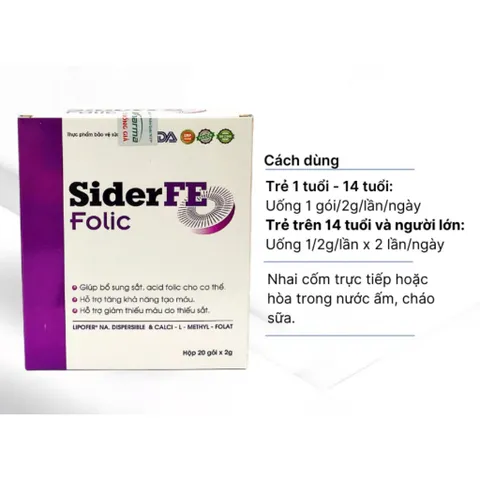 Gói uống bổ sung sắt, ngăn ngừa thiếu máu, hỗ trợ tăng khả năng tái tạo máu SiderFE Folic 20 gói 794638