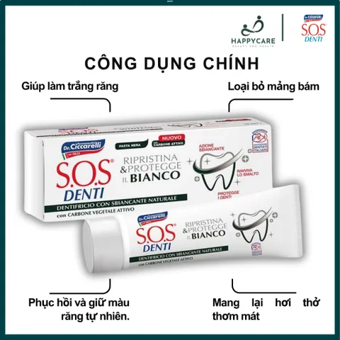 Kem Đánh Răng Dr. Ciccarelli S.O.S DENTI 75ml Than Hoạt Tính Chăm Sóc Răng Miệng 794643