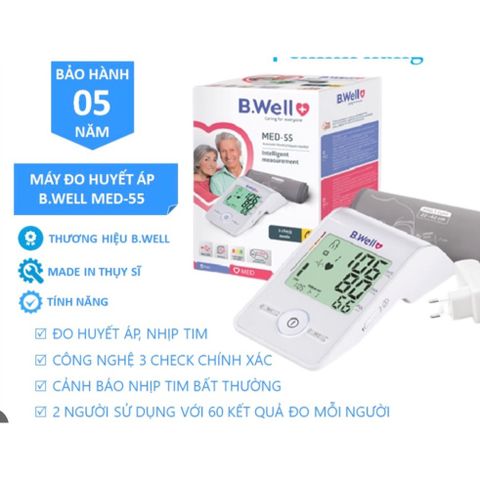Máy đo huyết áp bắp tay Swiss MED-55 – Chính xác, dễ sử dụng, bảo hành 5 năm toàn quốc B.well 794644