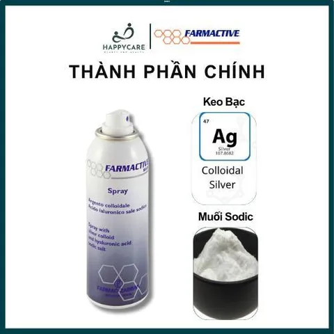Chai Xịt Bạc Farmactive Silver Spray 125ml Hỗ Trợ Bỏng, Trầy Xước, Vết Loét Dưới Da