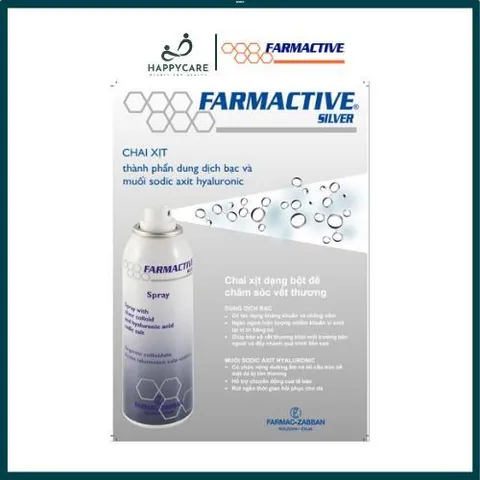 Chai Xịt Bạc Farmactive Silver Spray 125ml Hỗ Trợ Bỏng, Trầy Xước, Vết Loét Dưới Da