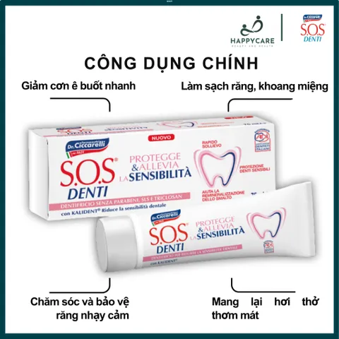 Kem Đánh Răng Giảm Ê Buốt Nhanh, Chăm Sóc Răng Nhạy Cảm Dr. Ciccarelli S.O.S DENTI Sensitivity 75ml 794653