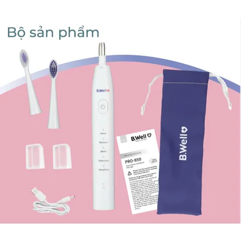 Bàn Chải Điện B.Well Swiss PRO-850 – 5 Chế Độ Làm Sạch, Sạc 1 Lần Dùng 2 Tháng - BẢO HÀNH 2 NĂM 794655