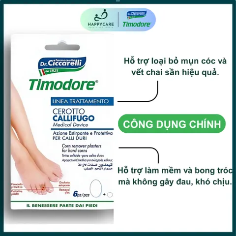 Miếng Dán Hỗ Trợ Làm Mềm Mụn Cóc & Da Chai Sần Timodore – Dr. Ciccarelli (Hộp 6 Miếng) 794656