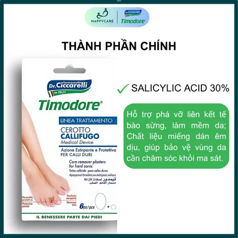 Miếng Dán Hỗ Trợ Làm Mềm Mụn Cóc & Da Chai Sần Timodore – Dr. Ciccarelli (Hộp 6 Miếng) 794656
