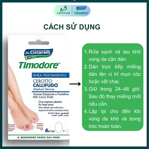 Miếng Dán Hỗ Trợ Làm Mềm Mụn Cóc & Da Chai Sần Timodore – Dr. Ciccarelli (Hộp 6 Miếng) 794656