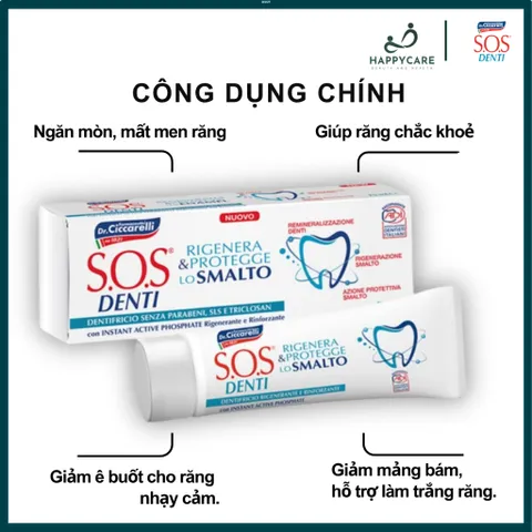 Kem Đánh Răng Dr. Ciccarelli S.O.S DENTI 75ml Cho Răng Nhạy Cảm, Hỗ Trợ Bảo Vệ Men Răng 794664
