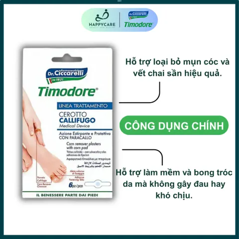 Miếng Dán Hỗ Trợ Làm Mềm Mụn Cóc & Vết Chai Timodore Corn Pad – Dr. Ciccarelli (Hộp 6 Miếng) 794671