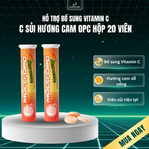 (Quà tặng) C Sủi Hương Cam OPC – Hỗ Trợ Bổ Sung Vitamin C, Dạng Viên Sủi – Hộp 20 Viên