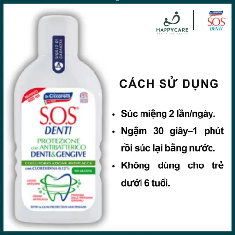 Nước Súc Miệng Dr. Ciccarelli S.O.S DENTI 400ml Chăm Sóc Răng Miệng, Thơm Miệng 794679