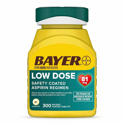 Giảm đau và ngăn ngừa nhồi máu cơ tim Bayer Low Dose Aspirin 81mg 300V