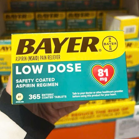 Viên giảm đau bảo vệ tim mạch Bayer Aspirin liều thấp 81mg (Hộp 365 viên).