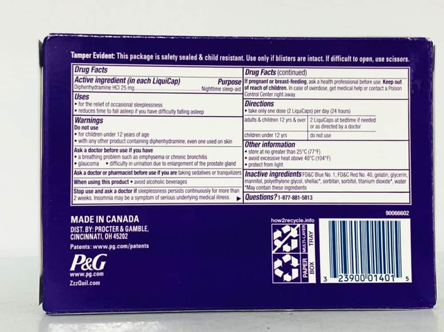 Viên uống hỗ trợ giấc ngủ ban đêm Vicks Nyquil ZzzQuil Nighttime Sleep Aid 48V