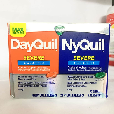 Viên uống giảm ho và cảm cúm Vicks DayQuil & NyQuil Severe Cold & Flu 72V