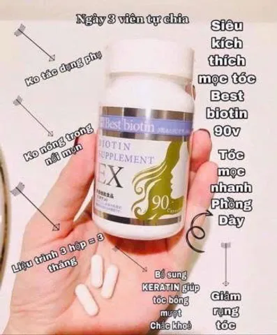 Viên Uống Mọc Tóc Best Biotin Supplement EX Nhật Bản Hộp 90 Viên