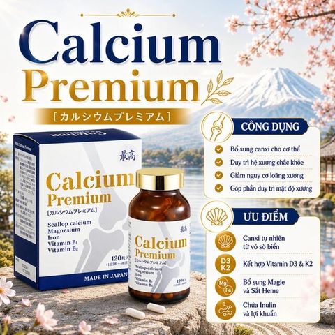 Viên bổ sung canxi, khoáng chất giảm nguy cơ loãng xương Calcium Premium JpanWell (120 viên)