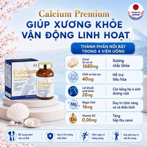 Viên bổ sung canxi, khoáng chất giảm nguy cơ loãng xương Calcium Premium JpanWell (120 viên)