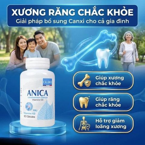 Viên uống bổ sung Canxi và Vitamin D3, K2, giúp xương răng chắc khỏe Anica Ocavill (60 viên)