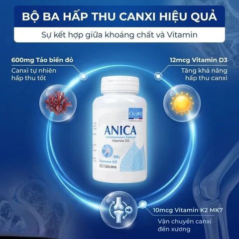 Viên uống bổ sung Canxi và Vitamin D3, K2, giúp xương răng chắc khỏe Anica Ocavill (60 viên)