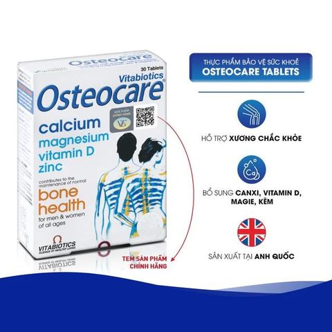 Viên bổ sung canxi khoáng chất chắc xương khoẻ khớp Vitabiotics Osteocare (2 vỉ x 15 viên)