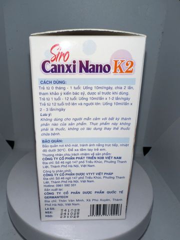 Hộp 20 ống -Canxi hữu cơ - canxi ống cho trẻ từ 0 tháng tuổi bổ sung Vitamin D3 K2 MK7