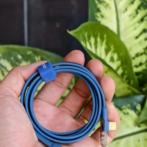 Cáp Sạc Nhanh Toocki Type C to Type C 240W 5A - Đầu Gập Chữ L Trong Suốt, Có Chip E-Marker, Dài 1m