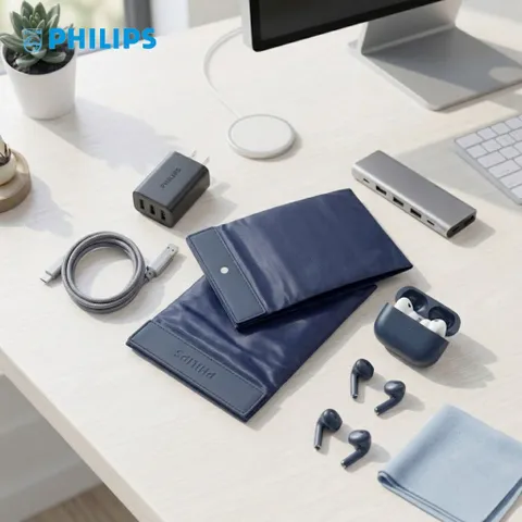 Túi đựng, bảo vệ phụ kiện hãng Philips, nắp hút nam châm, túi lưu trữ đa năng