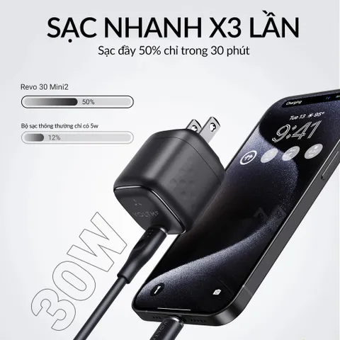 Combo Bộ sạc nhanh 30w Voltme Revo 30 Mini2 - kèm cáp C to C