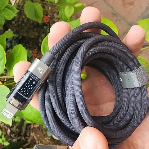 Dây sạc nhanh PD 20W Toocki C-L ,C to C 100w với đèn LED báo công suất dài 2m, vải dù chống đứt gãy