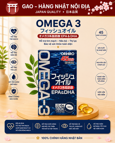 Viên Dầu Cá Omega 3 Orihiro Nhật Bản 180 viên