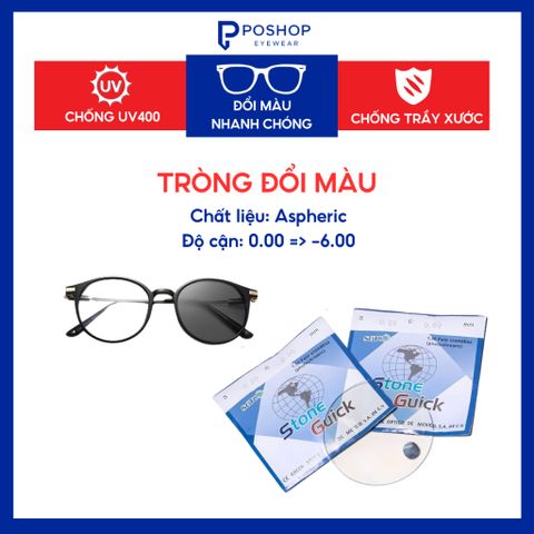 Tròng Kính Cận Đổi Màu Mắt Kính Có Độ Chống Ánh Sáng Xanh Đi Nắng Chống UV400 POSHOP