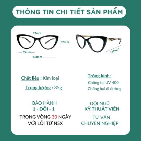Gọng kính cận mắt mèo nữ D905 kiểu mắt kính tròn chất liệu nhựa dẻo gọng kim loại thời trang POSHOP