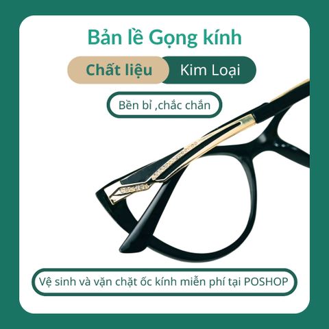Gọng kính cận mắt mèo nữ D905 kiểu mắt kính tròn chất liệu nhựa dẻo gọng kim loại thời trang POSHOP