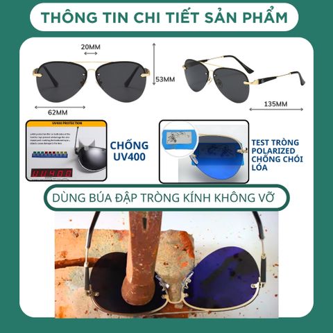 Kính Mát Đen Nam Chống Chói Cao Cấp Kính Râm Tròng Phân Cực Đi Ngày Đêm Chống UV400 M1