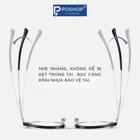 Gọng Kính Nam Kim Loại Nửa Viền Siêu Nhẹ TR68012, Thiết Kế Lịch Lãm, Tròng Kính Chống Ánh Sáng Xanh Bảo Vệ Mắt Toàn Diện