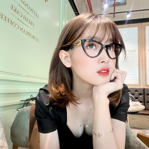 Gọng kính cận mắt mèo nữ D905 kiểu mắt kính tròn chất liệu nhựa dẻo gọng kim loại thời trang POSHOP
