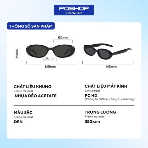 Mắt kính thời trang nữ gọng kính mát chống tia uv kiểu dáng thời trang dễ đeo GM32 POSHOP