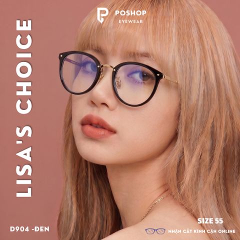 Gọng kính cận nữ unisex kiểu tròn trứng gà nhựa dẻo gọng mắt mèo thanh mảnh chân kim loại POSHOP