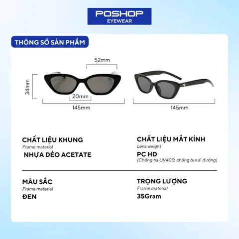 Mắt kính thời trang nữ gọng kính mát chống tia uv kiểu dáng thời trang dễ đeo B2212 POSHOP