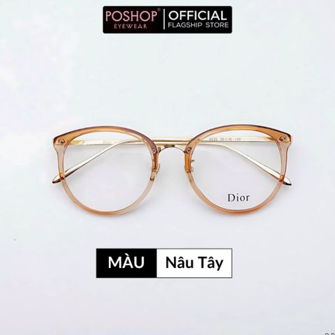 Gọng kính cận nữ unisex kiểu tròn trứng gà nhựa dẻo gọng mắt mèo thanh mảnh chân kim loại POSHOP