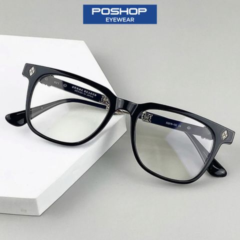 Mắt kính cận không độ nam nữ gọng kim loại cao cấp chống tia uv400 thời trang dễ đeo CH01 POSHOP