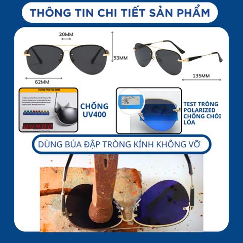 Kính mát râm đổi màu nam nữ bảo vệ mắt chống tia uv mắt kính phân cực thời trang đi đêm DM01 POSHOP