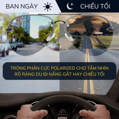 Kính mát râm đổi màu nam nữ bảo vệ mắt chống tia uv mắt kính phân cực thời trang đi đêm DM01 POSHOP