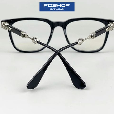 Mắt kính cận không độ nam nữ gọng kim loại cao cấp chống tia uv400 thời trang dễ đeo CH01 POSHOP