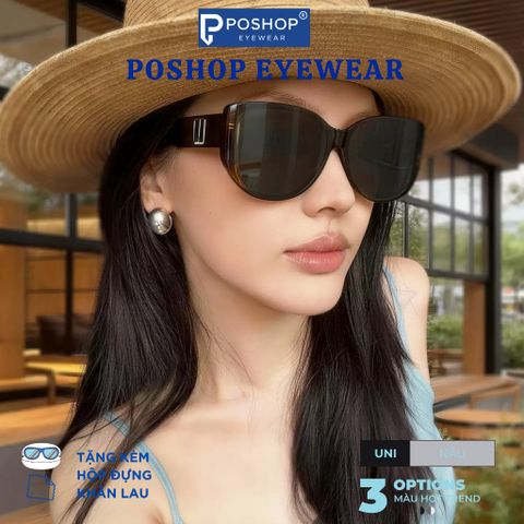 Kính Mát Nữ Thời Trang Mắt Kính Râm Unisex Gọng Kim Loại Dáng Vuông Chống UV400 Đi Đêm 603P POSHOP