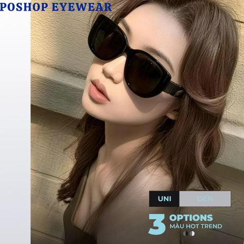 Kính Mát Nữ Thời Trang Mắt Kính Râm Unisex Gọng Kim Loại Dáng Vuông Chống UV400 Đi Đêm 603P POSHOP
