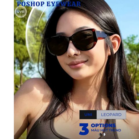 Kính Mát Nữ Thời Trang Mắt Kính Râm Unisex Gọng Kim Loại Dáng Vuông Chống UV400 Đi Đêm 603P POSHOP