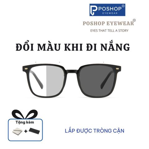Gọng Kính Hong Kong Phong Cách Cổ Điển Tích Hợp Tròng Đổi Màu A+ Chống Chói Khi Đi Nắng Bảo Vệ Mắt Toàn Diện GK25009