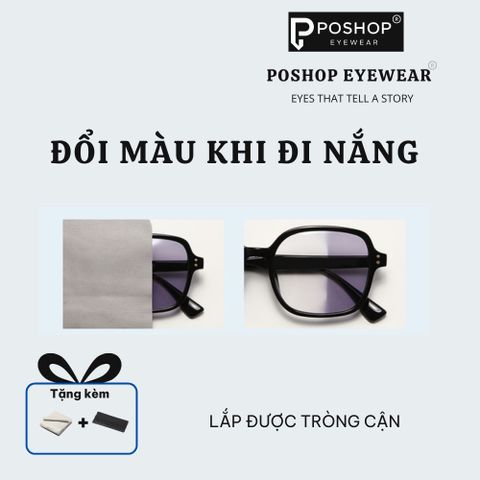 Gọng Kính Hong Kong Phong Cách Cổ Điển Tích Hợp Tròng Đổi Màu A+ Chống Chói Khi Đi Nắng Bảo Vệ Mắt Toàn Diện GK25009