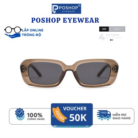 Kính mát râm đen nữ chống UV400 cao cấp bảo vệ mắt vuông dáng vuông to gọng kim loại thời trang 6035